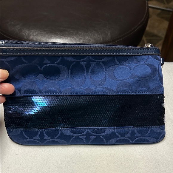 Coach Blue and Sequin Signature Wristlet! - Picture 4 of 7